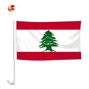 도매 12x18in 레바논 국가 차 창 플래그 플라스틱 폴