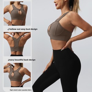 European <strong>American</strong> High Support Shockproof <strong>Sports</strong> <strong>Bra</strong> for Women Crisscross Straps Hollow Back Design Spandex/Nylon Material for - Product Image 3