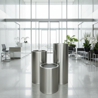 Pot Bunga Stainless Steel Modern Tahan Lama untuk Luar Ruangan, Dekorasi Rumah, Pot Tanaman Tinggi untuk Dalam Ruangan dengan Pilihan Lampu LED untuk Hotel dan Taman