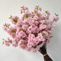 Ranting Bunga Sakura Buatan Warna Putih Pink dari Sutra untuk Dekorasi Pernikahan & Rumah