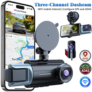 Dashcam Wifi 4K+4K+1K a 3 telecamere con GPS, ADAS, visione notturna e sensore G per auto - Product Image 1