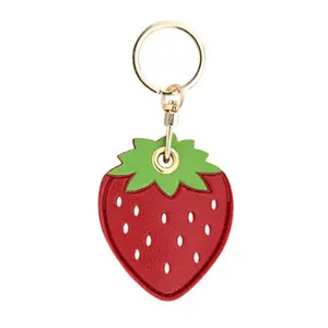 草莓钥匙扣卡哇伊卡通汽车钥匙圈女孩礼品袋皮革钥匙扣配件包