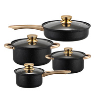 Ensemble de 8 ustensiles de cuisine antiadhésifs en pierre Maifan de qualité supérieure, comprenant une casserole à lait et une marmite, compatible avec les plaques à induction, idéal comme cadeau de cuisine