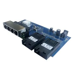 Commutateur Ethernet Gigabit 4 RJ45 2 SC, convertisseur de média en Fiber optique 2F4E, Port PCB