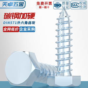 Hex Head Self Tapping Screws M6 M8 M10 M12 M16 Galvanized Carbon Steel For Wood Construction Grade A Level 4.8 - Product Image 3