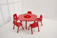 Nouvelle Table Ronde Ajustable Ignifugée pour Enfants, Style Fleur de Prunier à 5 Pétales, avec Chaises pour l'Éducation Précoce et le Graffiti