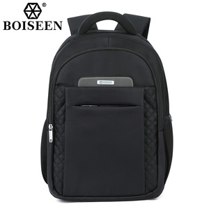 Boiseen Men's <b>Backpack</b> 20L <b>Large</b> Capacity Business Travel Bag Solid Color Black Soft Handle Interior Zipper Pocket - Product Image 1