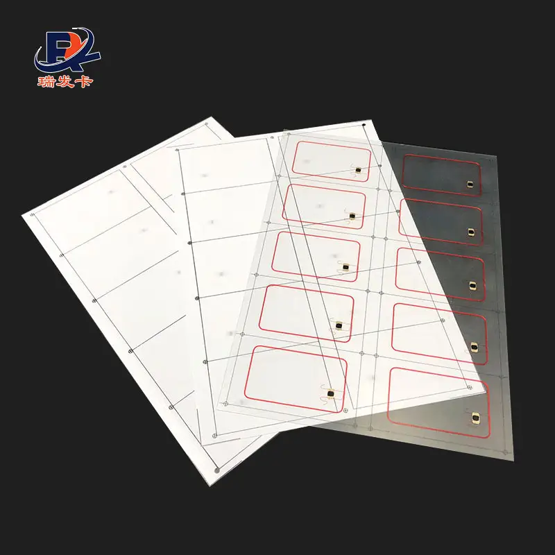 A4 2X5 Layout 13.56Mhz HF and UHF Transparent PVC RFID Inlay Sheet for Card Making