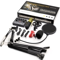 Kit de microphone à condensateur BM800 avec carte son V8, micro pour streaming en direct, multifonction, carte son, podcast, micro