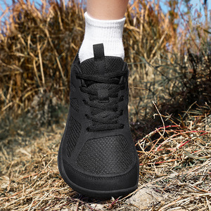 Men's Black Mesh Walking Shoes Lace-up Round Toe Breathable Rubber Outsole EVA Midsole All Seasons Casual Sneakers wholesale - Product Image 4