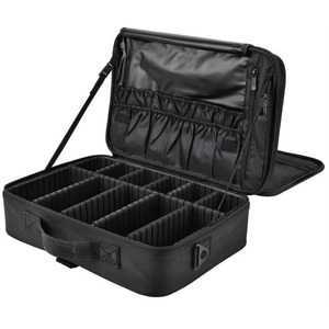 Échantillon gratuit : Grande trousse de maquillage, trousse de toilette, boîte à cosmétiques en tissu Oxford, boîte de rangement pour cosmétiques avec 2 couches et bandoulière en Y. - Product Image 1