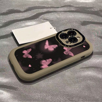 Coque de téléphone compatible avec Apple 15 Pro Max, iPhone 13, 16, papillon rose, TPU, PC rigide, antichoc, avec poignée, emballée, Plus