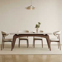 Mesa de Comedor Rectangular Simple de Madera Maciza con Placa de Roca, Estilo Nórdico Moderno, de Lujo Ligero para Apartamentos Pequeños, Venta al por Mayor de Fábrica