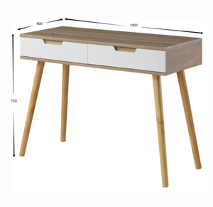 Bàn máy tính gỗ rắn màu trắng hiện đại với <span class=keywords><strong>2</strong></span> ngăn kéo bàn trang điểm thanh lịch cho nội thất văn phòng tại nhà chân gỗ - Product Image 2