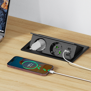 <span class=keywords><strong>Multiprise</strong></span> escamotable <span class=keywords><strong>encastrable</strong></span> standard USA en cuivre avec 2 prises CA industrielles et ports USB Type-C pour maison et bureau - Product Image 4