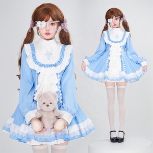 Abito da principessa gotico Lolita nero bianco croce <span class=keywords><strong>suora</strong></span> stile Cosplay chiesa vittoriana abito - Product Image 2