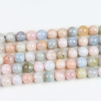Perles de pierres précieuses en vrac en stock, perles de morganite naturelle pour la fabrication de bijoux 4mm 6mm 8mm 10mm