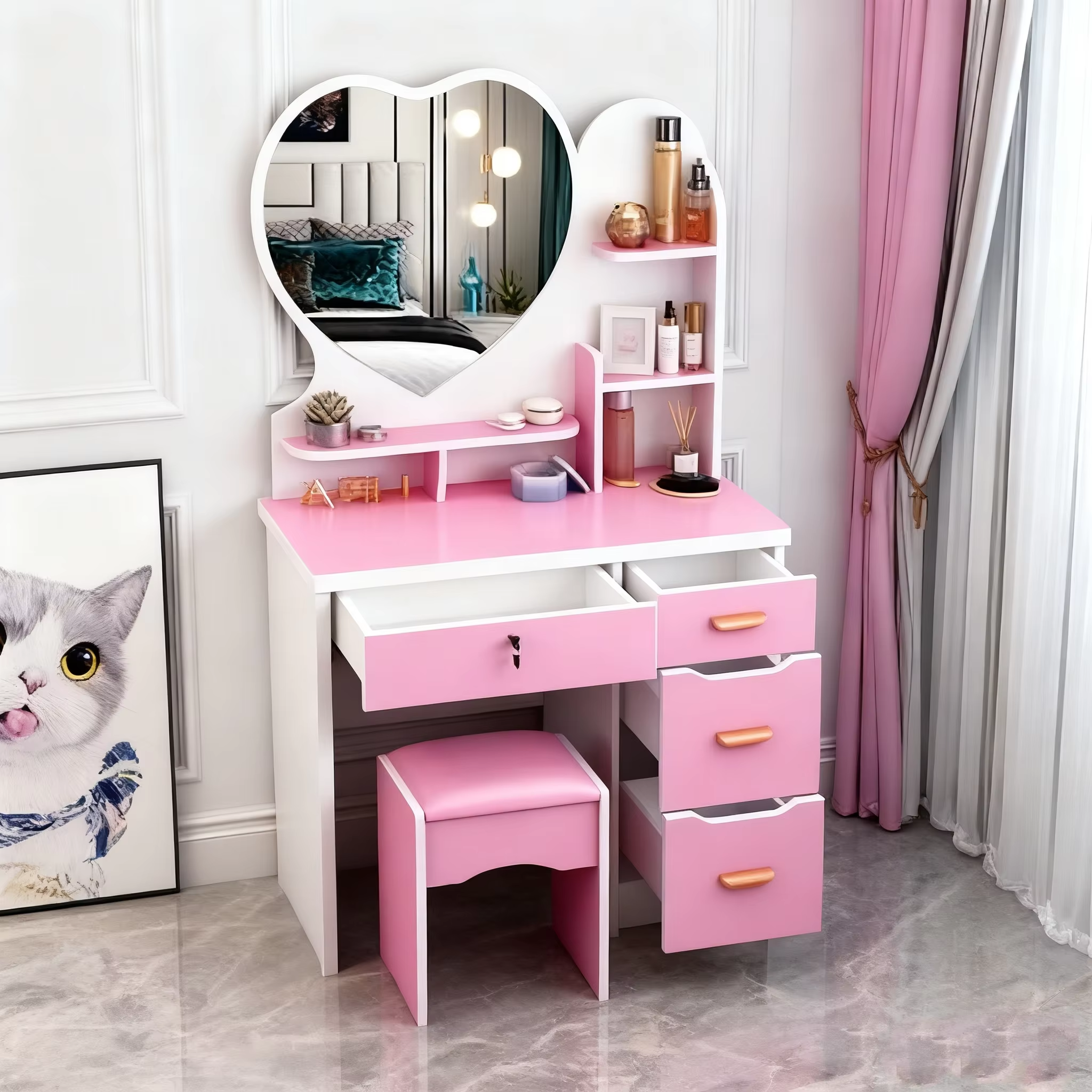 pink Heart Right Cabinet