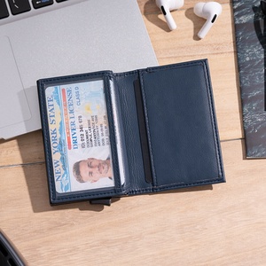 TILONSTAR TVC205 Customizable Logo Leather Aluminum Anti-theft <b>RFID</b> <b>Blocking</b> Card Case <b>Wallet</b> Holder Credit Pop up Card Holder - Product Image 5