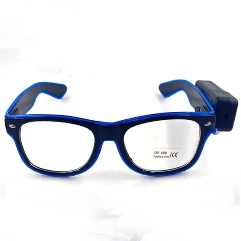 블루 라이트 발광 엘 와이어 안경, 라이트 업 빛나는 LED 안경