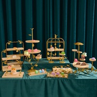 Support de présentation pour table de desserts de mariage, accessoires décoratifs, support à gâteaux, plateau en bois pour pâtisseries de thé de l'après-midi, plateau de service pour buffet froid