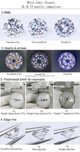 Đá zircon chất lượng cao 7A, kích thước 0.9mm đến 3mm, màu trắng, hình tròn, đá CZ, zirconia lập phương dùng làm đồ trang sức - Product Image 4