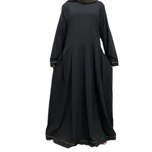 Женское платье, мусульманское платье большого размера, черное элегантное исламское кимоно Baju Kurung Peplum Pakistani Sharara, платье