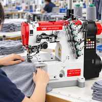 Machine à coudre industrielle à entraînement direct VMA en promotion avec caméra de fil extérieure, machine à point de recouvrement à lit plat pour vêtements