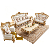 Ensemble de canapés en cuir de luxe de style européen, sculpture double face, design barre droite, configuration 1+2+3 pour grands salons