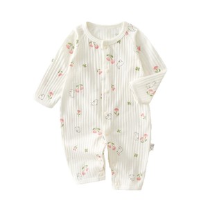 Combinaison à manches longues en pur coton pour nouveau-né, combinaison fine d'été pour filles, vêtements de nuit, combinaison pour ramper, vêtements climatisés - Product Image 5
