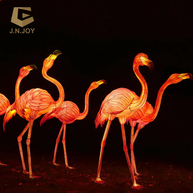 JN-RT-HL01 animal shape flamingo silk Chinese animal lanterns