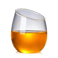 Verre à vin durable, fond épaissi, bord doré, design sans pied à ouverture oblique, style européen, logo personnalisé pour mariages et fêtes