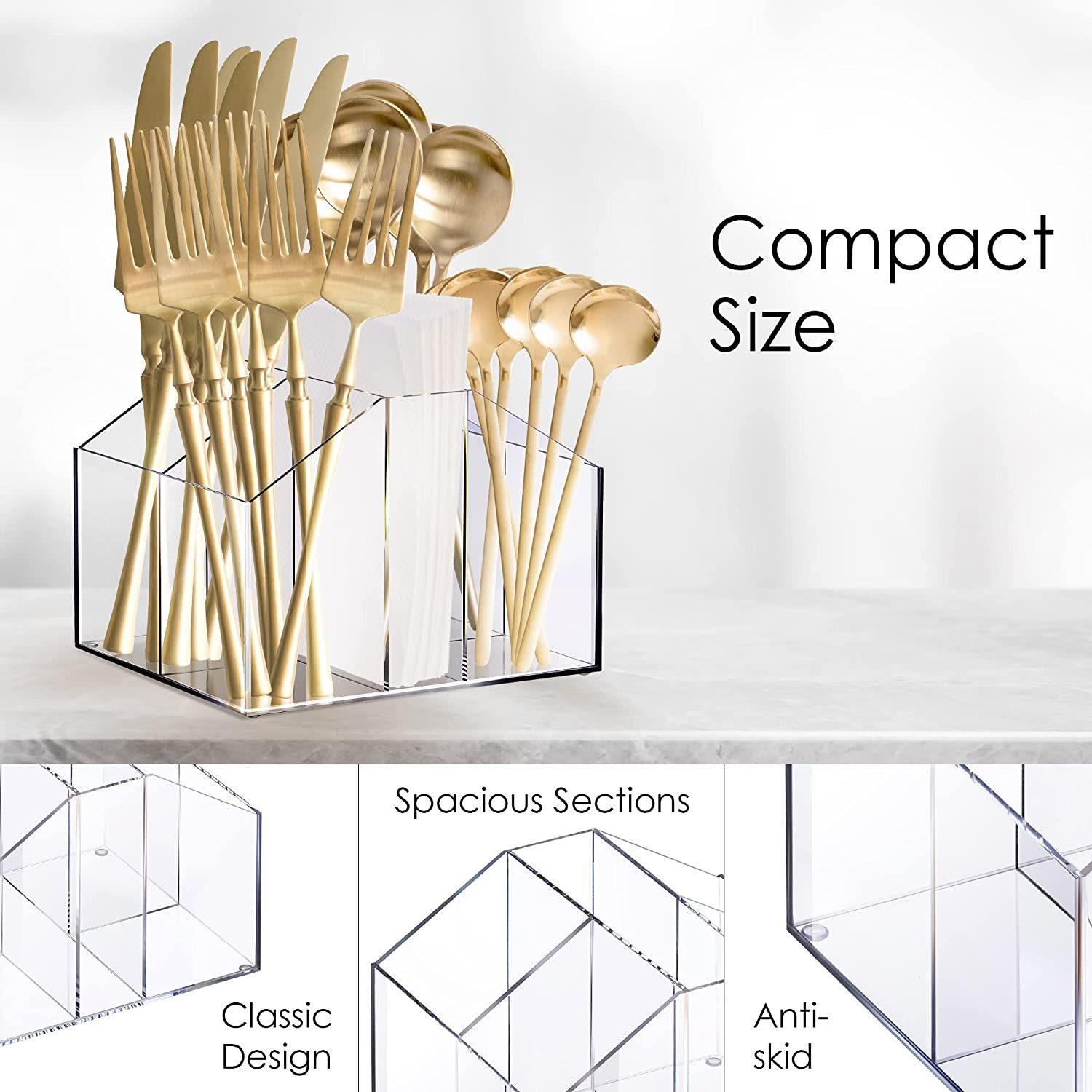Klare Arbeits platte Besteck Organizer Besteck halter Acryl Besteck Caddy für Küchen utensilien Löffel, Gabeln & Servietten halter| Alibaba.com