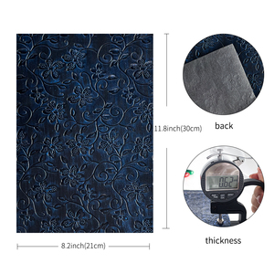 Estilo chino Floral tallado completo superficie de pintura de piel sintética PU <span class=keywords><strong>tela</strong></span> de cuero Artificial sintético para lazo/bolso/ropa Vintage - Product Image 4
