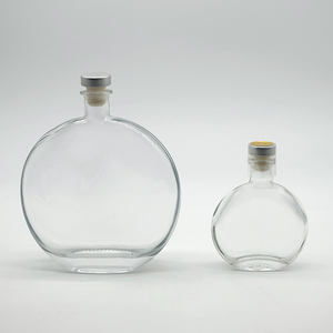 Bouteille en <span class=keywords><strong>verre</strong></span> de forme oblate transparente pour 250ml 500ml d'huile d'olive <span class=keywords><strong>25cl</strong></span> 50cl plat rond whisky brandy liqueur huile d'olive bouteille en <span class=keywords><strong>verre</strong></span> - Product Image 2