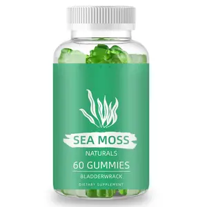 Irish Sea Moss Gel Gummies dengan Bladderwrack, Akar Burdock-Kekuatan Ekstra Kekebalan Tubuh & Detox Gummy Bears untuk Anak-anak & Dewasa