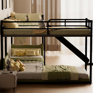 Lits superposés en métal bon marché, design avec escalier et espace de rangement, adaptés aux hôtels, aux employés d'usine, aux écoles, aux lits d'étudiants, aux dortoirs - Product Image 3