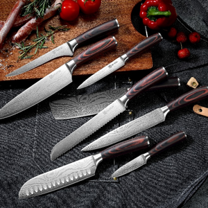 Horkin, superventas, 7 Uds., juegos de <span class=keywords><strong>cuchillos</strong></span> japoneses, juego de <span class=keywords><strong>cuchillos</strong></span> de cocina con bloque de madera Pakka, acero inoxidable de alto carbono Damasco - Product Image 3