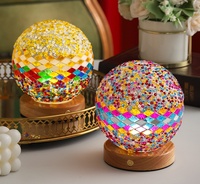 Moderne Mediterrane Mini-Tischlampe Mosaik-Glaskugel Nachtlicht Batteriebetrieben Wohnzimmer-Dekoration Personalisierte Süße Geschenke