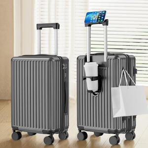 Ensemble de bagages de voyage, valise antichoc de 24 pouces avec roues silencieuses, serrure à combinaison, couleur graphite, motif rayé, unisexe - Product Image 3