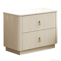 Ensemble de meubles de chambre à coucher de luxe moderne avec lit king size, table de chevet, commode à tiroirs (5+), tête de lit éclairée - Matériel en bois