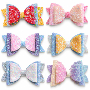 Sparkly Sequin <b>Bow</b> Hair Clips Colorful Kpop Style Rhinestone Hair <b>Bows</b> for Girls Women Party Dance Accessories - Product Image 2