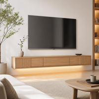 Meuble TV flottant pour salon, meuble TV mural en bois avec éclairage LED
