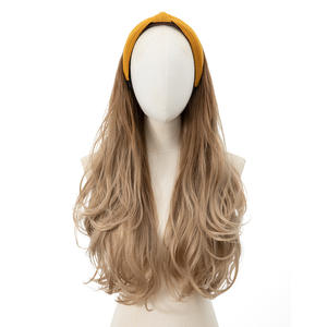 Perruque en fibre chimique à grandes ondulations, demi-tête, avec <span class=keywords><strong>bandeau</strong></span>, <span class=keywords><strong>cheveux</strong></span> longs <span class=keywords><strong>bouclés</strong></span>, pour femmes, style européen et américain, pour usage transfrontalier - Product Image 1