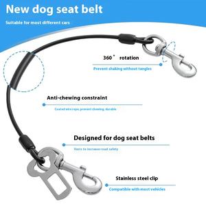 Patrón sólido Anti-mordedura Perro Gato Cadena de viaje Cinturón de seguridad del coche Cuerda de tracción de plástico Alambre Aleación Cuero Seguro Coche Correas para mascotas - Product Image 1