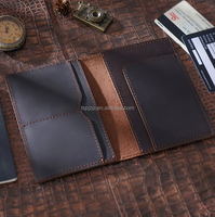 Soporte para pasaporte real de cuero PU con ranuras para tarjetas de visita y accesorios de viaje