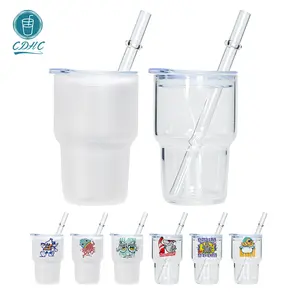 Cocktail Martini 3oz shot cup sublimation clear frosted mini glasses tumbler with lids and straw for party