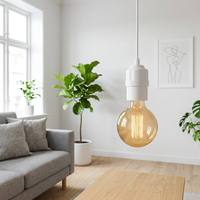 Support de lampe E27 en bakélite blanc pur pour suspension intérieure