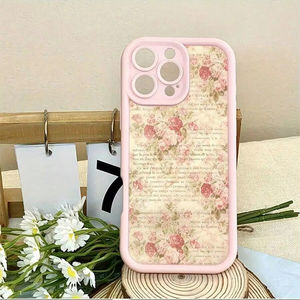 Nouvelle coque de téléphone motif carnet jaunissant et roses roses pour iPhone 17 16 15 Pro Max, finition mate dépolie à pores fins - Product Image 3