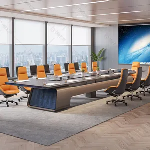 Modern Office Meeting Room 14 16 18 20 22 Seats Luxury Smart Square Wooden Board Room Large Long Boss Executive Conference Table